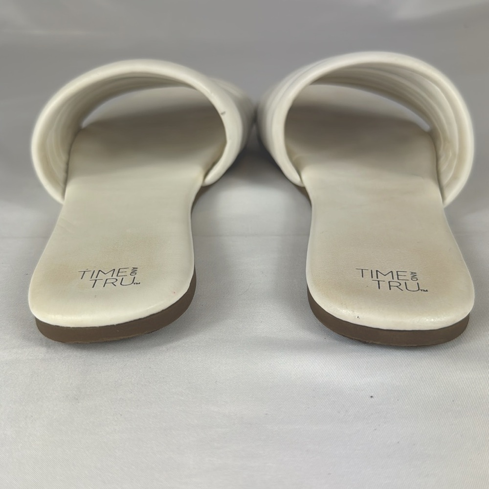 Time & Tru White Strappy Slide Sandals Size 7 - Picture 4 of 10